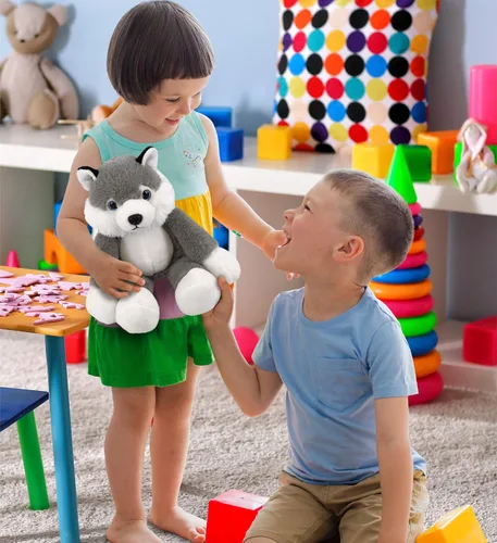 Vista 6 de DolliBu Peluche Husky de peluche, suave y abrazable de pierna larga, adorable juguete de peluche para jugar, lindo regalo para niños y adultos, 10.5