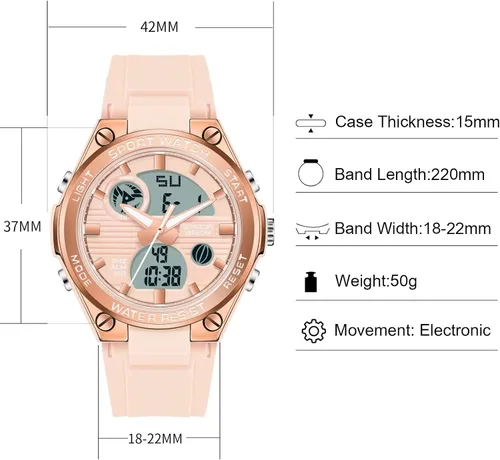 Vista 5 de RORIOS Reloj deportivo para hombre, relojes digitales con alarma, relojes de pulsera luminosos, multifunción, reloj militar para niños y hombres