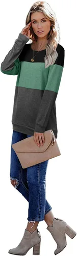 Vista 3 de CRAZY GRID Womens Trendy Long Sleeve Shirts Casual Loose Soft Sweatshirt Fall Tops