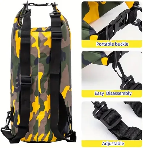 Vista 3 de Bolsa seca impermeable de 5 l, lona 500D de PVC resistente al agua, bolsa seca para Azul (rblue)