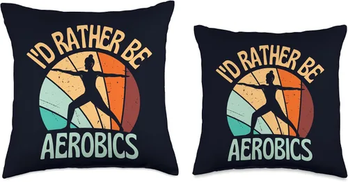 Vista 3 de Funny Exercise Shirt 80s Fitness Workout Gifts I'D Rather Funny Retro Aerobics Fitness Throw Pillow, 16x16, Multicolor