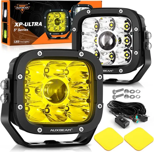 Vista 21 de Auxbeam Color Play Series SAE - Luces antiniebla LED de 3 pulgadas con DRL blanco y señal de giro para Ford Honda, Nissan, Subaru, Acura, Lexus