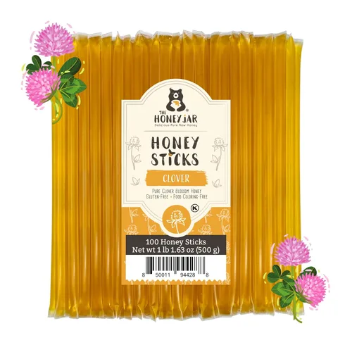 Vista 14 de The Honey Jar Palitos de miel con sabor a mora, pajitas de miel pura para el té, café o un placer saludable, una cucharadita de miel saborizada por