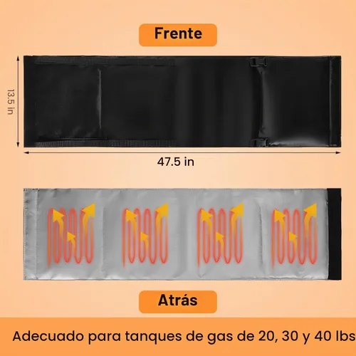 Vista 2 de Manta Calentadora de Tanque de Propano - 47.5 x 13.5" Calentador de Cilindro de Gas LP con Control de Temperatura 85-105F para Tanques de 20, 30, 40