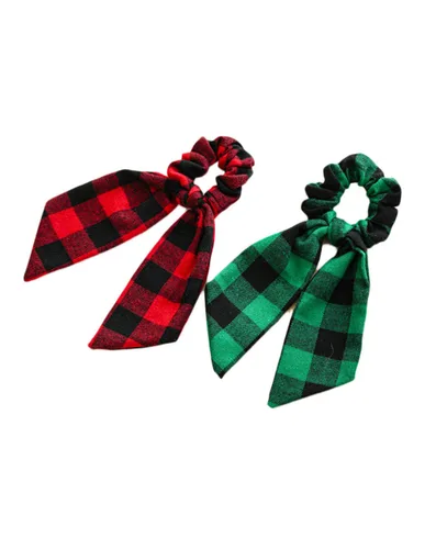 Vista 3 de Checkered Plaid Scrunchies Black White Plaid Checkered Hair Scrunchies Checkerboard BW17 (3 Pcs-A3)