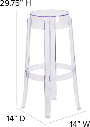 Vista 3 de Flash Furniture Taburete de bar Laney de 29.75 pulgadas de alto transparente