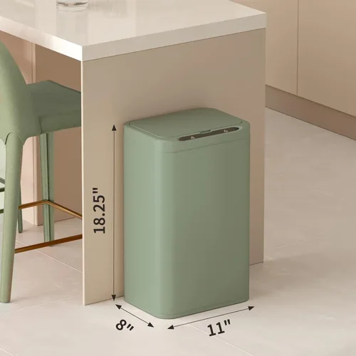 Vista 2 de ELPHECO Basurero de acero inoxidable para oficina, 6.6 galones, con sensor de movimiento, rectangular, automático, sin tacto, para hotel y sala