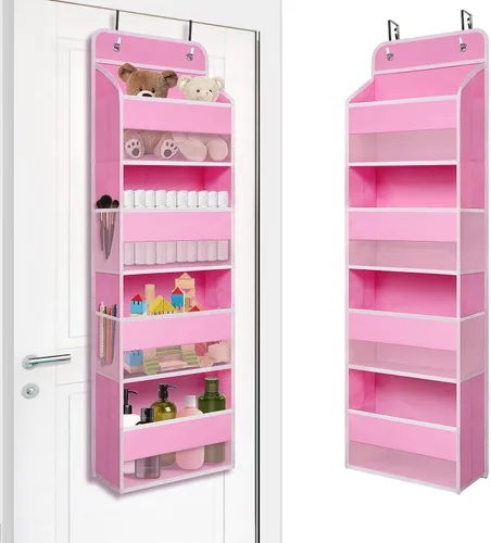 Vista 8 de TYMENSH Organizador colgante sobre la puerta con 4 bolsillos grandes: armario, baño, guardería, dormitorio, almacenamiento para juguetes, cosméticos