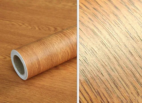 Vista 2 de UPREDO Papel adhesivo de grano de madera marrón, papel de pared, de vinilo, funitures para cajón, aparador (15.8 x 79 pulgadas, marrón)