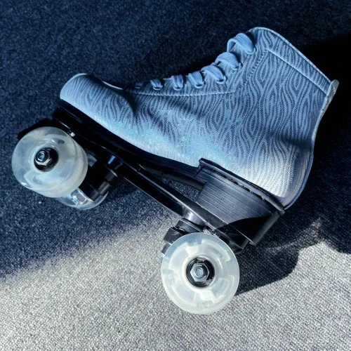 Vista 6 de MilkyWay Patines unisex de doble fila, cuatro ruedas, patines altos, patrón de rayos, para principiantes, mujeres, hombres, niños y niñas