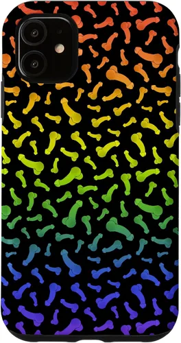 Vista 8 de Funda negra con diseño de pene o polla arcoíris para iPhone 17