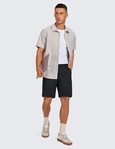 Vista 3 de CRZ YOGA Pantalones cortos de golf cómodos todo el día para hombre, 7 pulgadas9 pulgadas, elásticos, ligeros, parte delantera plana para trabajo