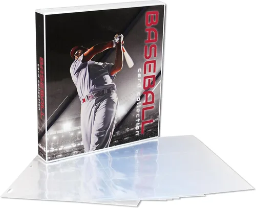 Vista 2 de Carpeta de colección de tarjetas coleccionables con temática de béisbol con páginas de tarjetas intercambiables. La carpeta/estuche está
