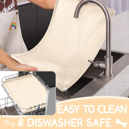Vista 8 de MateeyLife Tapete de Silicona para Comida de Gatos y Perros para Pisos Impermeable, Tapetes Antideslizantes para Tazones de Perros para Comida