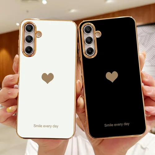Vista 2 de Teageo para Samsung Galaxy A15 4G 5G Funda para mujeres y niñas, diseño de corazón de amor, lujoso brillo, cubierta trasera suave, parachoques