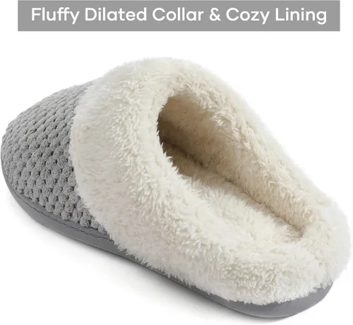 Vista 4 de ULTRAIDEAS Pantuflas de forro polar cómodas para mujer, de espuma viscoelástica, sin cordones, para interiores y exteriores