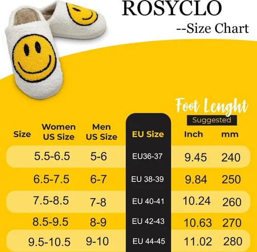 Vista 5 de rosyclo Smile Face Slippers Retro Soft Plush Cozy House Slippers Slip-on Fluffy Indoor Outdoor Smile Slippers for Women and Men