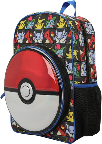 Vista 2 de Pokemon Evolutions - Mochila con panel frontal moldeado de pokeball de 16 pulgadas para niños, Multi colorido