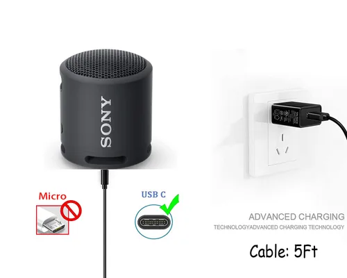 Vista 3 de Cable de carga compatible con Sony SRS-XB13 SRS-XB23 SRS-XB33 SRS-XB43 XG300 SRS-XE200 SRS-XE300 X Altavoz portátil, Sony SRS-NS7 SRS-NB10 Adaptador