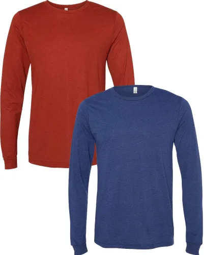 Vista 7 de Canvas Filmore 3501 - Camiseta de 4.2 onzas para hombre manga larga (1) Ceniza + (1) Jaspeado atlético