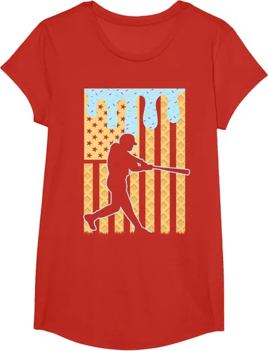 Vista 43 de Camiseta de béisbol Drip Boys Dripping Ice Cream Baseball American Flag, Negro -, Pequeña