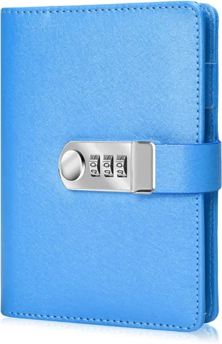 Vista 8 de ARRLSDB Diary Journal for Women with Lock, PU Leather Combination Lock Diary A6 Refillable Leather Journal, Size:18.5X13.5 cm (Black)