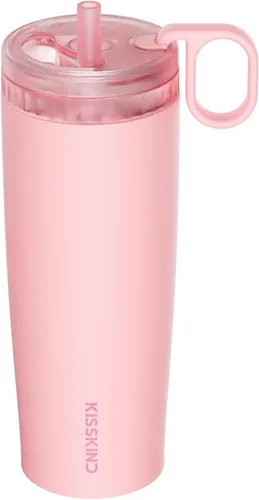 Vista 15 de KISSKIND Leakproof Iced Coffee Tumbler 20 oz, Insulated Ceramic Lined Cup