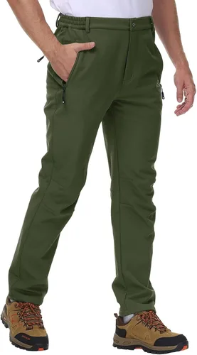 Vista 4 de Rdruko Pantalones de nieve de invierno para hombre, impermeables, aislados, de vellón, para esquí, snowboard