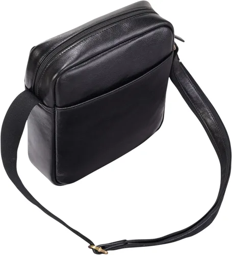 Vista 4 de Bolso bandolera de cuero genuino Bolso bandolera de piel de vaca unisex vintage, bolso lateral compacto de viaje de negocios