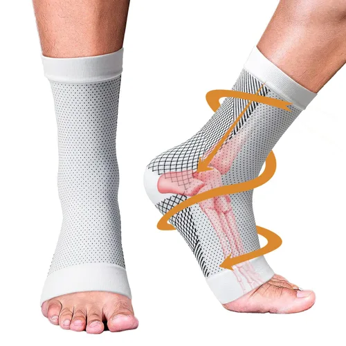 Vista 7 de Calcetines de neuropatía para mujeres y hombres, calcetines de compresión calmantes para dolor neuropatía, tobilleras para fascitis plantar