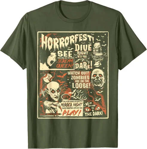 Vista 33 de Camiseta de terror vintage con póster de Halloween y película de terror Negro