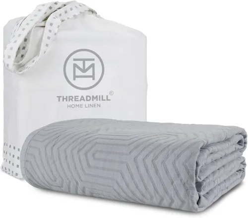 Vista 20 de Threadmill Mantas de algodón de lujo para cama de tamaño Queen Manta de tamaño Queen 100% algodón para todas las estaciones Aster Jacquard