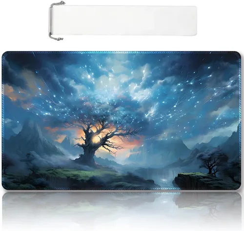 Vista 21 de Tapete de juego MTG cosido de alta calidad con zonas y respaldo de goma antideslizante, tapete de juego TCG para MTG y otros juegos de cartas, Dkt