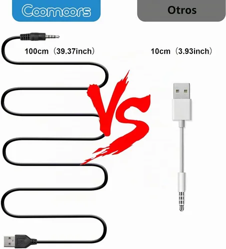 Vista 5 de Adaptador de audio USB a conector de 0.138 in, conector de audio AUX macho a USB 2.0 macho cable adaptador de cable de carga para iPod Shuffle MP3