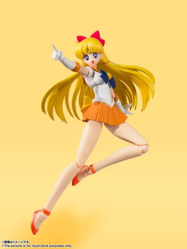 Vista 6 de S.H. Figuarts Sailor Moon Sailor Venus Animation Color Edition (versión de reventa), aprox. 5.5 pulgadas (5.512 in), PVC y ABS prepintada figura