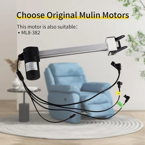Vista 3 de Motor reclinable eléctrico de repuesto con cable modelo ML8-382 Actuador lineal para sofá, silla elevadora, sofá, asiento de masaje