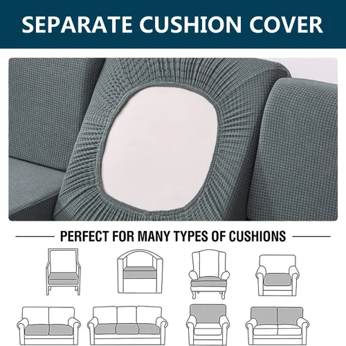Vista 4 de Fundas de cojín para asiento de sofá, fundas de cojín impermeables para sofá, fundas de cojín elásticas para cojines individuales para respaldo