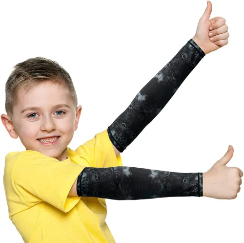 Vista 13 de JOEYOUNG Mangas de brazo para niños (4-9 años), mangas solares para fútbol, baloncesto, disfraz para fiesta, protección UV, manga refrescante
