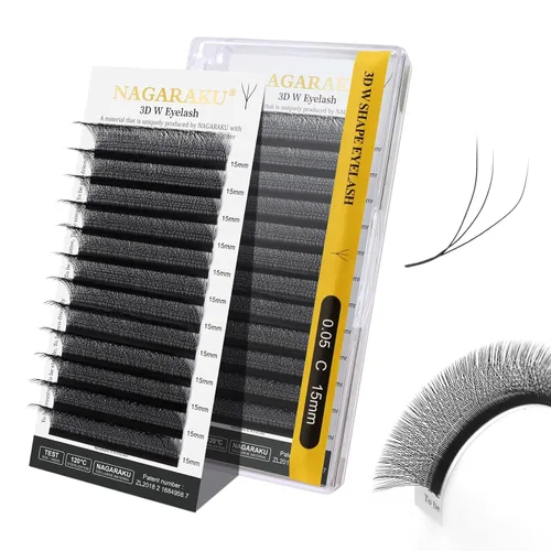 Vista 112 de NAGARAKU Extensiones de pestañas prefabricadas en abanico 3D W 0.05 C 0.315 0.05-C 3D W