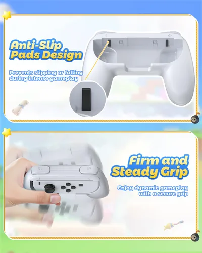 Vista 3 de FYOUNG Hand Grips Compatible with Switch Controllers, Grip for Switch Joy Con - White (2 Packs)