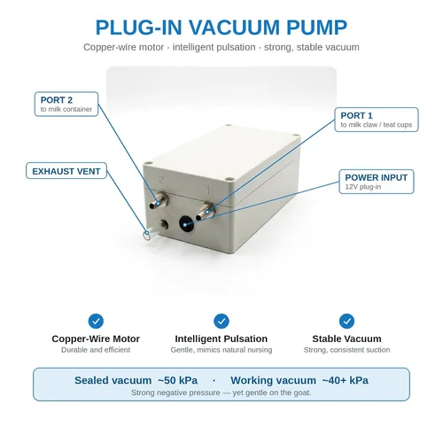 Vista 3 de Máquina de ordeño de cabra 3L, Hantop Plug-in Bomba de Vacío Ordeñadora de Cabra (Básico)