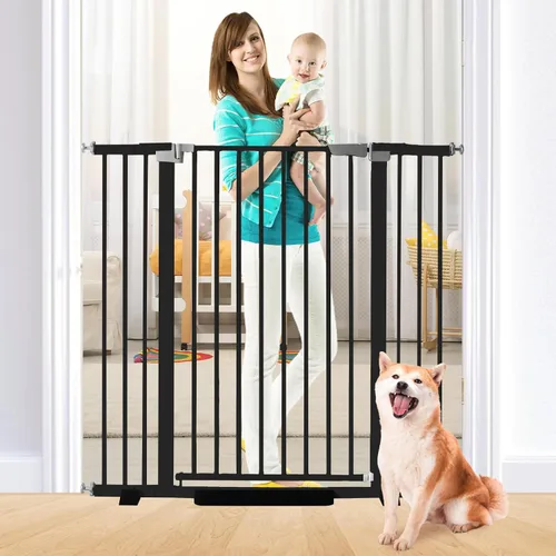 Vista 11 de Puerta para bebé de 41 pulgadas de alto, puerta para perros con cierre automático, ajustable de 29.92"-43.71" de ancho, montaje a presión, puerta