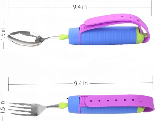 Vista 9 de Juego de Cucharas y Tenedores de Utensilios Adaptativos Flexibles, para Zurdos y Diestros, para Temblores de Manos y Debilidad Muscular, Artritis