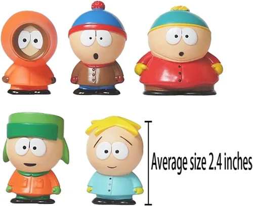 Vista 2 de ZJYJING Figures Toys - Juego de 5 piezas de personajes de dibujos animados Eric Cartman, Stan Marsh, Kyle Broflovski, Kenny McCormick y Butters