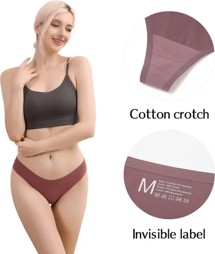 Vista 4 de LEVAO Tangas sin costuras para mujer ropa interior atrevida elástica tanga sexy paquete de 47