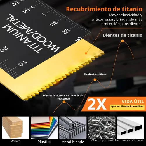 Vista 3 de AIFICUT 15 hojas de sierra oscilantes de titanio, cuchillas multiherramienta universales para clavos de metal, material duro y madera y plástico
