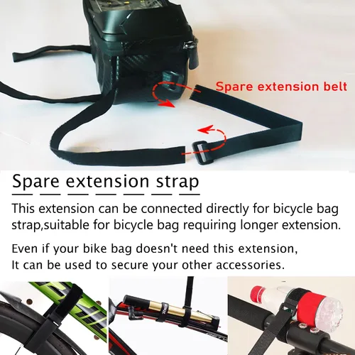 Vista 9 de Bolsa impermeable para bicicleta, correa de extensión larga, bolsa para tubo superior de menos de 6.9 pulgadas, gran capacidad, compatible