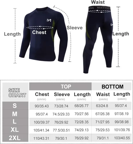 Vista 6 de MEETYOO mens Thermal Underwear for Men,men's Base Layer,2 Sets Long Johns Lined With Hunting GearBase Layer Set