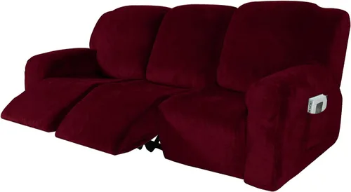 Vista 34 de IMYOGI Fundas para sofá de alta elasticidad de terciopelo para sofá reclinable de 1, 2 y 3 plazas, protector de muebles con parte inferior elástica