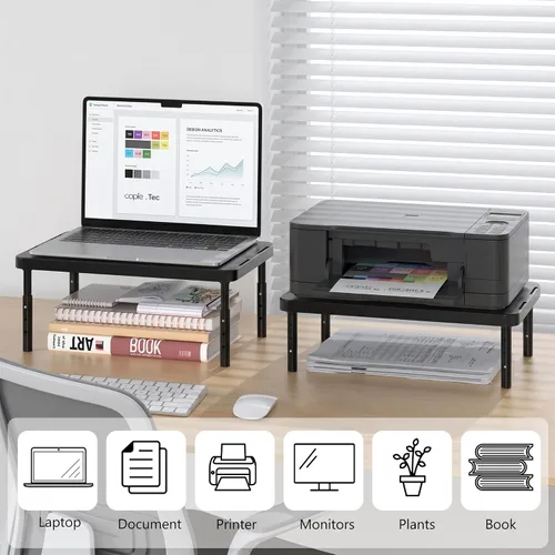 Vista 9 de WALI Soporte para monitor de computadora para escritorio, elevador Negro